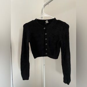 H&M fur cropped button sweater